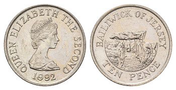 Джерси 10 пенсов 1992 Ла-Хуг-Би, Елизавета II (1952-2022) KM 57.2 медно-никель aUNC 4592-942