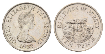 Джерси 10 пенсов 1992 Ла-Хуг-Би, Елизавета II (1952-2022) KM 57.2 медно-никель aUNC 4592-942