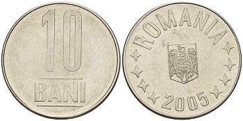 Румыния 10 бань (бани) 2005 KM 191 сталь плакированная никелем 4514-1047