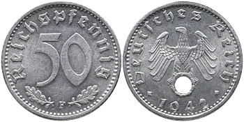 Германия 50 рейхспфеннигов 1942 F J. 372, KM 96 алюминий UNC 00-000-00