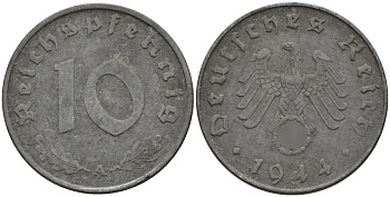 Германия 10 рейхспфеннигов 1944 A KM 101, J.371 цинк 4151-264