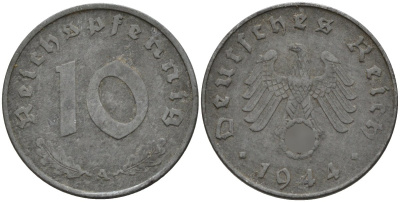 Германия 10 рейхспфеннигов 1944 A KM 101, J.371 цинк 4151-264