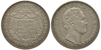 Саксония 1 талер 1847 F, Фридрих Август II (1797-1854), из коллекции Gerhart Rother KM 1162, Dav. 875 серебро 413-5045