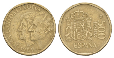 Испания 500 песет 1989 Хуан Карлос I (1975-2014) KM 831 алюминиевая бронза 4176-1131