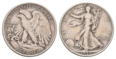 США 1/2 доллара (50 центов) 1936 D KM 142 серебро 4127-2121