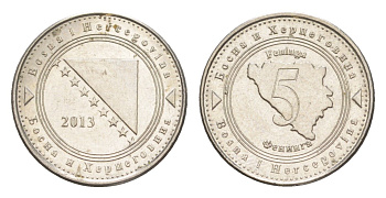 Босния и Герцеговина 5 фенингов 2013 KM 121 сталь плакированная никелем aUNC 4649-1268