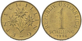 Австрия 1 шиллинг 1996 KM 2886 алюминиевая бронза 4604-1046