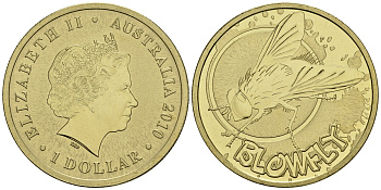 Австралия 1 доллар 2010 серия насекомые, воздушная муха KM 1440 алюминиевая бронза UNC M42-11