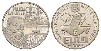 Нидерланды 5 евро 1996 Виллем Баренц X 121 медно-никель BU 4645-1122
