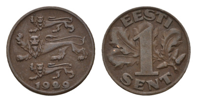 Эстония 1 сент 1929 год-тип KM 10 бронза 4696-235