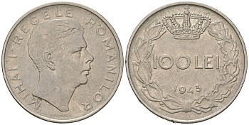 Румыния 100 леев 1943 Михай I (1940-1947) KM 64 сталь плакированная никелем 94-1154