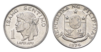 Филиппины 1 сентимо 1974 KM 196 алюминий UNC 4627-658