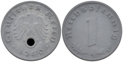 ГЕРМАНИЯ 1 РЕЙХСПФЕННИГ 1940 A KM 97, J. 369 цинк 188-761
