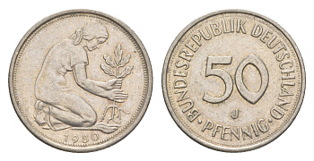 ФРГ 50 пфеннигов 1980 J KM 109.2, J. 384a медно-никель 4632-244