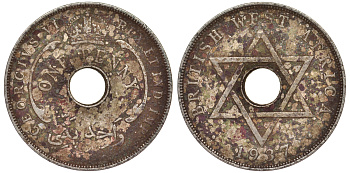 Британская Западная Африка 1 пенни 1937 H, Георг V KM 19 медно-никель 25-2446