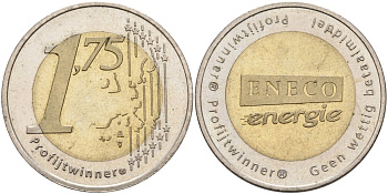 Нидерланды жетон ND 1,75 евро, КОМПАНИЯ INECJ ENERGIE, диаметр 30 мм. биметалл 4572-814