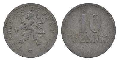 Леннеп 10 пфеннигов 1917 Funck 289.2, Men05 14939.2, Men18 18747.2 цинк 4636-1169