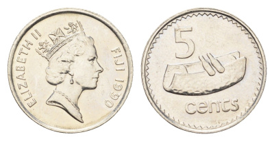 Фиджи 5 центов 1990 KM 51a сталь плакированная никелем UNC 4668-565