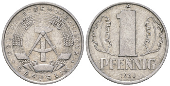 ГДР 1 пфенниг 1960 А KM 8.1 алюминий 3458-266