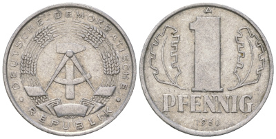 ГДР 1 пфенниг 1960 А KM 8.1 алюминий 3458-266