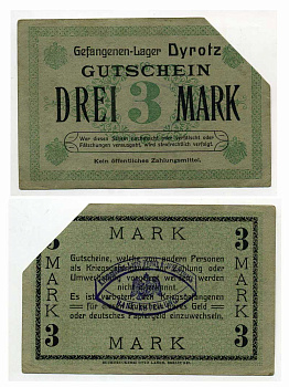 Германия  3 марки ND лагерь военнопленных в Дироце (Dyrotz) C-2916 бумага UNC (пресс) 000-00-00