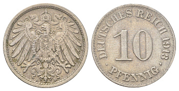 Германия 10 пфеннигов 1913 A KM 12, J. 13 медно-никель 4701-1133