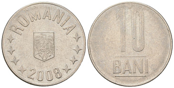 Румыния 10 бань (бани) 2008 KM 191 сталь плакированная никелем 218-443