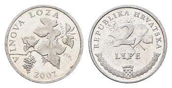 Хорватия 2 липы 2007 нечетный год KM 4 алюминий aUNC 4659-663