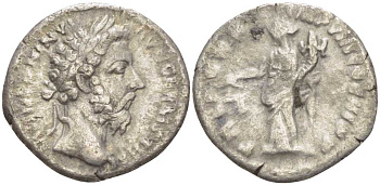 Римская Империя денарий 175 - 176 Марк Аврелий, M ANTONINVS AVG GERM SARM / TR P XXX IMP VIII COS III PP, Рим, fine RIC 359 серебро 1073-6-74