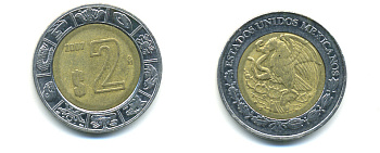 МЕКСИКА 2 ПЕСО 2007 KM 604 биметалл 3999-1213