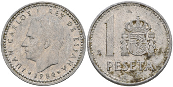 Испания 1 песета 1980 (82) чемпионат мира по футболу 1982 года в Испании, Хуан Карлос I (1975 - 2014) KM 816 алюминиевая бронза 4604-314