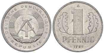 ГДР 1 пфенниг 1985 А KM 8.2 алюминий 4651-132