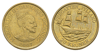 Дания 20 крон 2007 Корабли - Фрегат KM 920 алюминиевая бронза 4657-1252