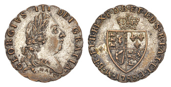 Великобритания игровой жетон - 1 гвинея 1788 отчеканен в Вустершире, аверс повторяет монету тип Dalton & Hamer 33 серебро 3711-824