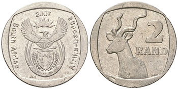 ЮАР 2 ранда 2007 KM 345 медь плакированная медно-никелем 4364-2316