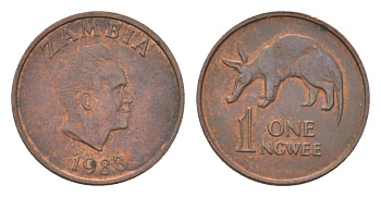 Замбия 1 нгве 1983 KM 9a сталь плакированная медью 4627-139
