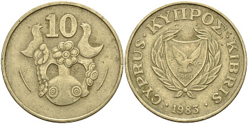 Кипр 10 центов 1983 KM 56.1 никель латунь 4141-1121