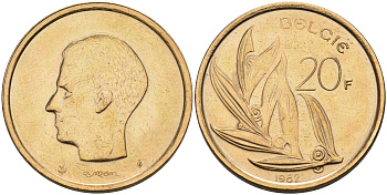 Бельгия 20 франков 1982 Belgie KM 160 никель бронза    4592-1216