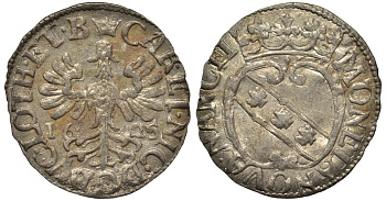 ФРАНЦИЯ, ЛОРЕЙН 1 ДЕНЬЕ 1625 ЧАРЛЬЗ IV KM 28 серебро 413-3243