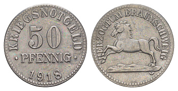 Брауншвейг 50 пфеннигов 1918 Funck 56.3, Men05 3454.4, Men18 4388.4 железо 4637-1132