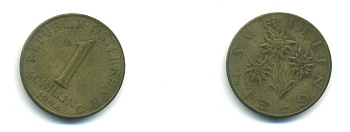 АВСТРИЯ 1 ШИЛЛИНГ 1968 KM 2886 алюминиевая бронза 56-637