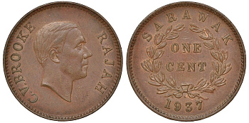 Саравак 1 цент 1937 KM 18 бронза 4044-1432