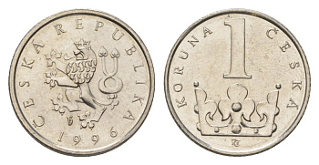 Чехия 1 крона 1996 KM 7 сталь плакированная никелем 4623-766