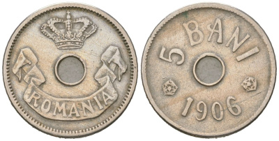 Румыния 5 бань 1906 Кароль I (1881-1914) KM 31 медно-никель 4615-346