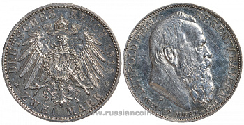 Бавария 2 марки 1911 D, 90 лет принц-регенту Баварии Луитпольду Weege 48, J. 48, KM 516 серебро PROOF 00-805-49