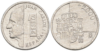 Испания 1 песета 2000 Хуан Карлос I KM 832 алюминий 4567-738