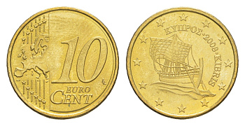 Кипр 10 евроцентов 2008 KM 81 нордик BU 4649-1127