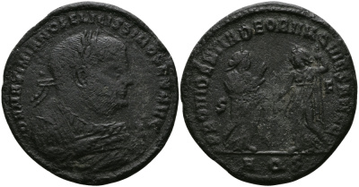 Римская Империя нуммий 305 - 306 Максимиан Геркулий PROVIDENTIA DEPRVM QVIES AVGG Аквилея Good Very fine RIC 64b бронза 1073-7-43