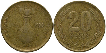 Колумбия 20 песо 1988 KM 271 алюминиевая бронза 4529-932