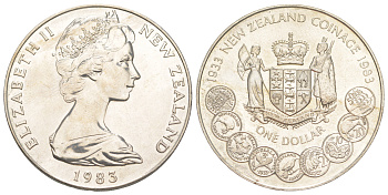 Новая Зеландия 1 доллар 1983 50 лет чеканке монет Новой Зеландии KM 53 медно-никель BU 01-235-45